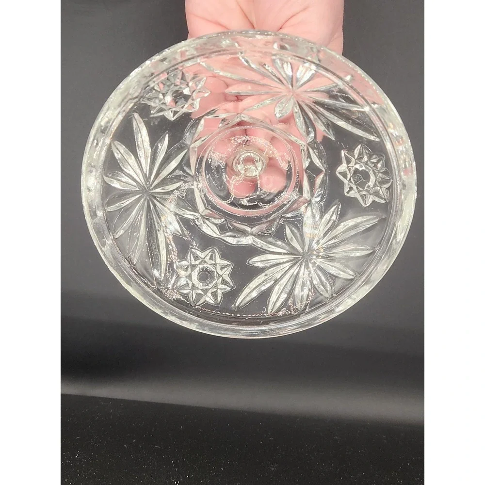 Vintage‎ Anchor Hocking Glass Star of David Covered Candy Dish Bowl